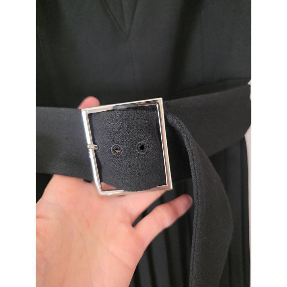 Karen millen Tailored Structured Crepe Forever Pleat Belted Midi Dress US 6 $399 - Picture 5 of 12